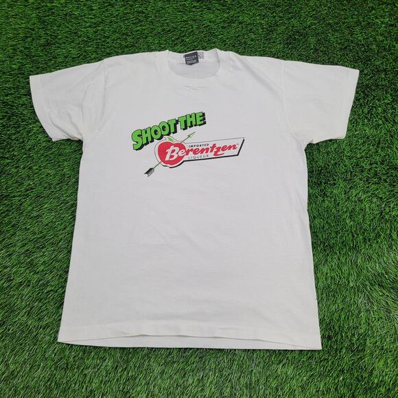 Vintage Shoot The Berentzen Apple Liqueur Shirt M/L 21x27 USA Made - Picture 1 of 12